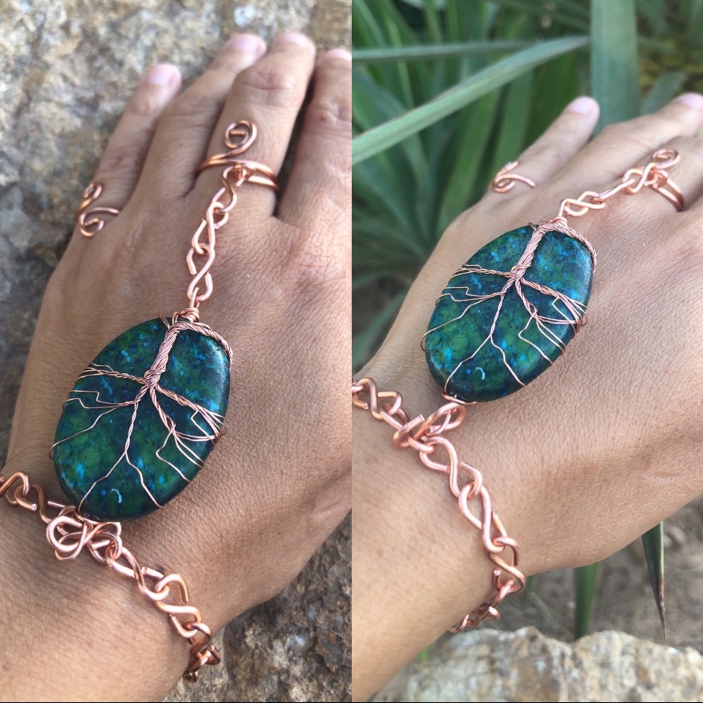 Serpentine Tree of Life Bracelet/Ring Combo